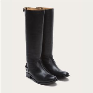 Frye black tall melissa button zip back size 8